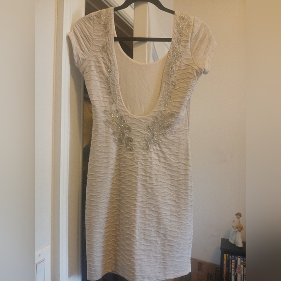Free People Champagne Bringing Sexy Back Stretch Knit Dress Size XS- $128 - Picture 2 of 5